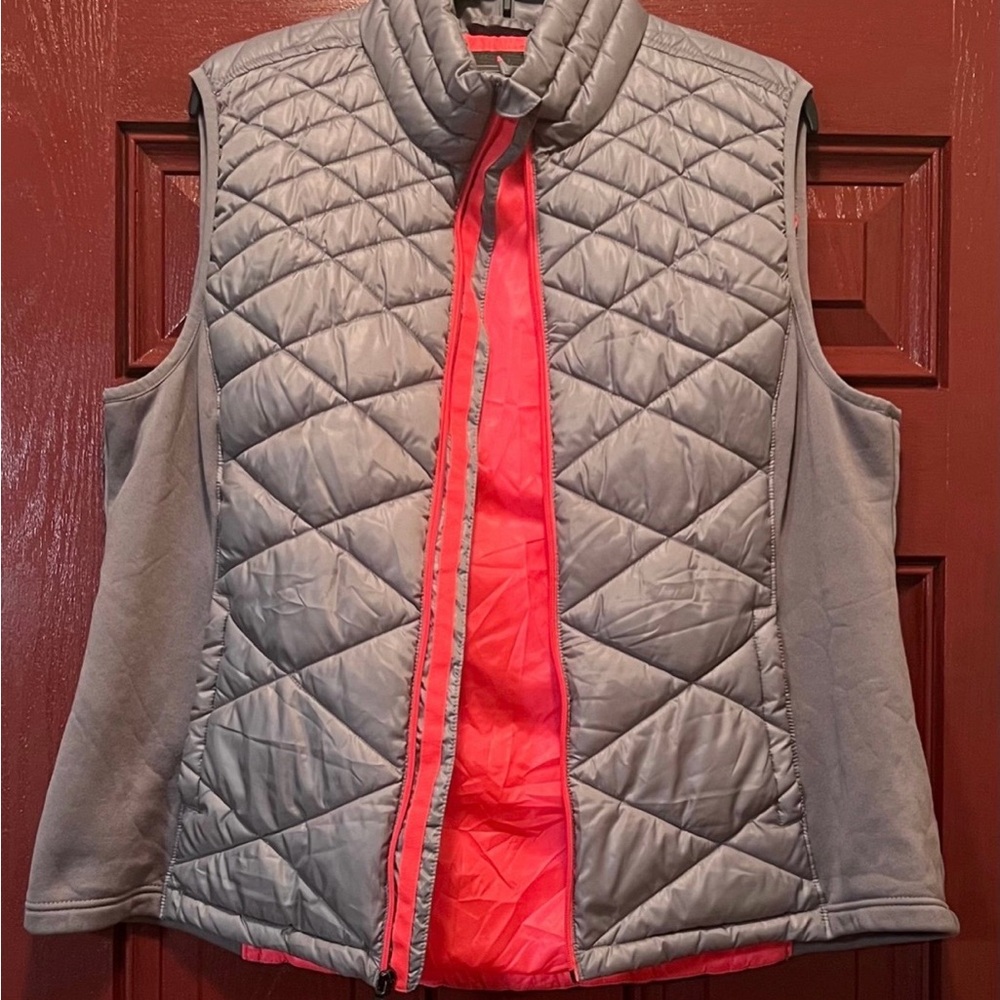 Tek Gear Women's Quilted Vest in Gray with Pink Lining